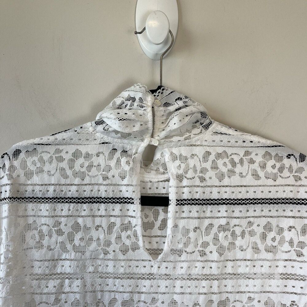Sandro Paris Hamia White Floral Lace Blouse High Neck Quiet Luxury Size 1/Small - Picture 11 of 16